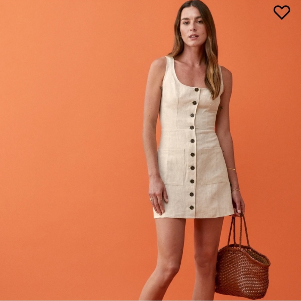 Reformation Jill Linen Dress - Oatmeal